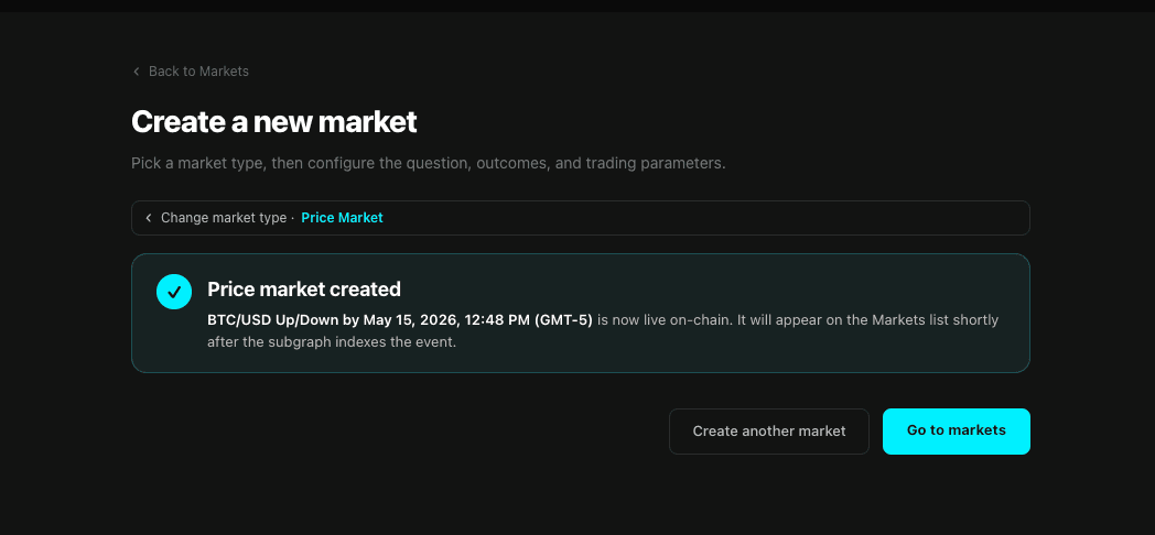 Success — created market